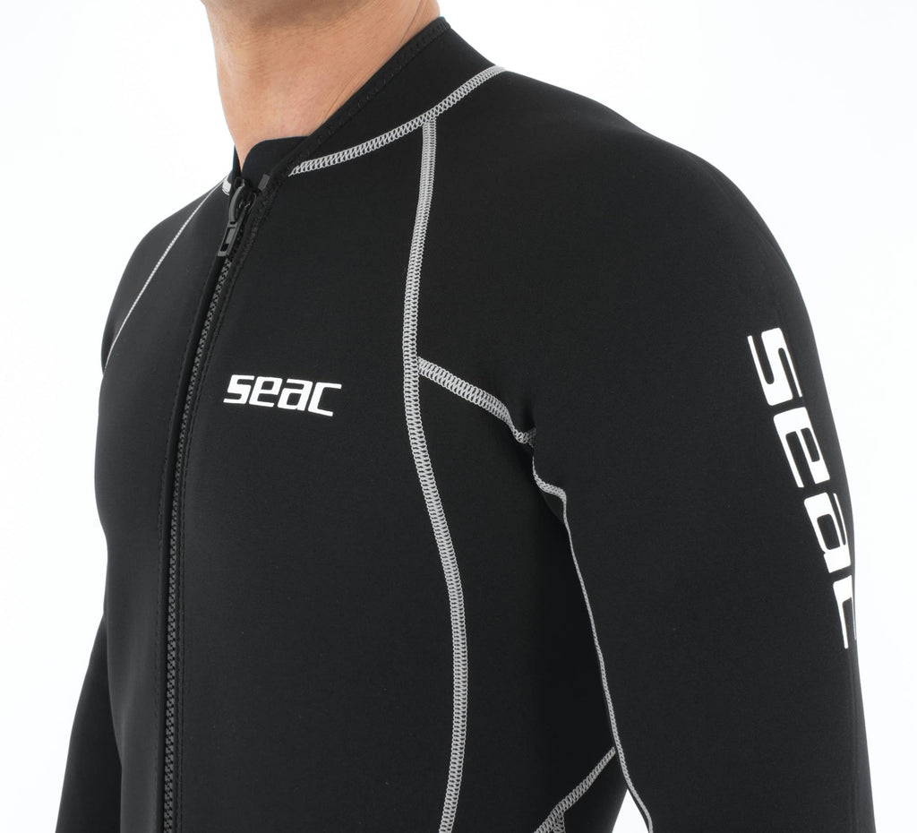 Seac Carezza Man, 2 mm one-Piece Double-Lined Neoprene Suit, Front Zip and PU Kn, view 4