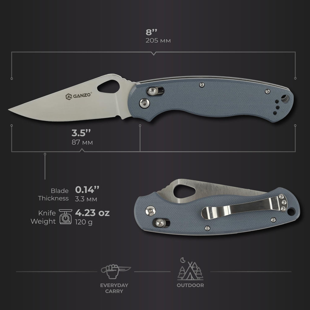 Ganzo G729-GY Folding Pocket Knife 440C Stainless Steel Blade G10, view 2