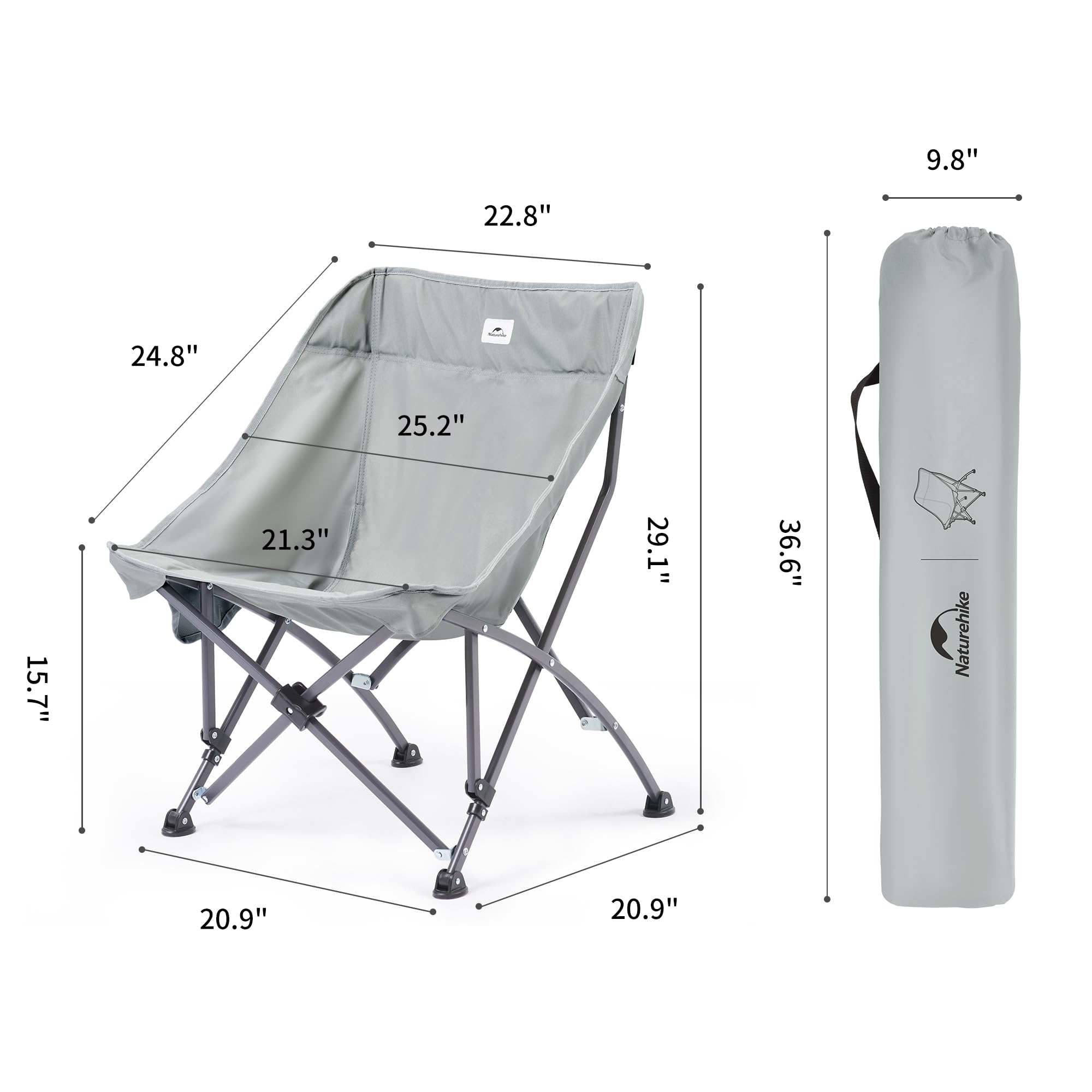 Naturehike Folding Camping Chair, 310lbs Capacity, Oversize Heavy Duty Lawn Chai
