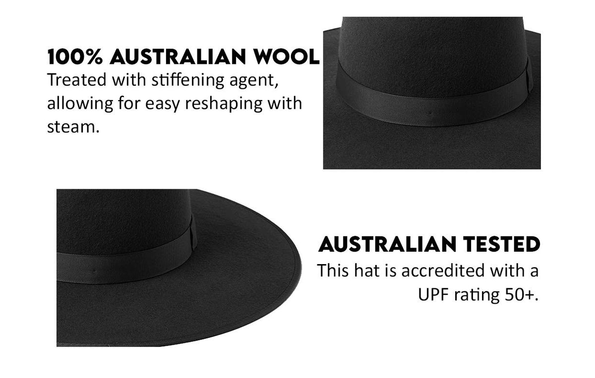 Lack of Color Women's Rancher Fedora Hat (Noir, Small (55 cm))