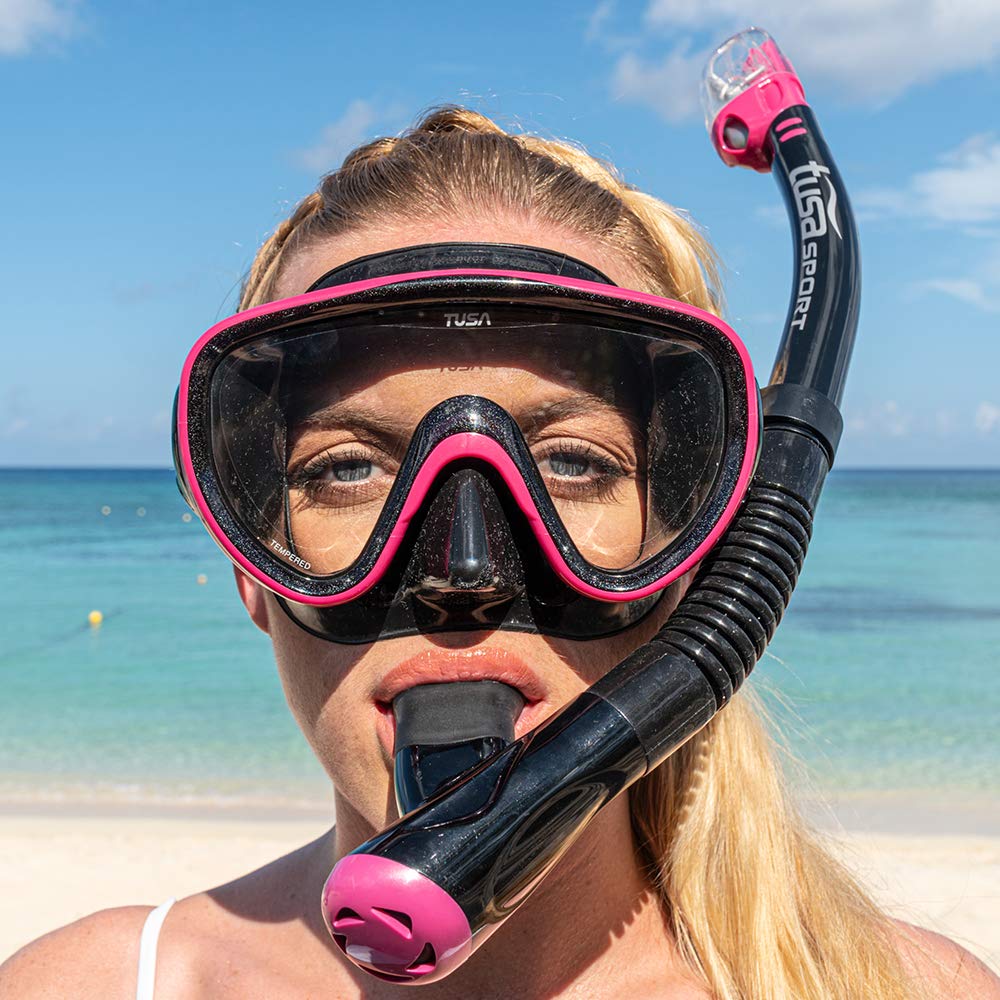 TUSA Sport Adult Serene Mask and Snorkel Combo, Black/Fishtail Blue,UC-1625PQB-F