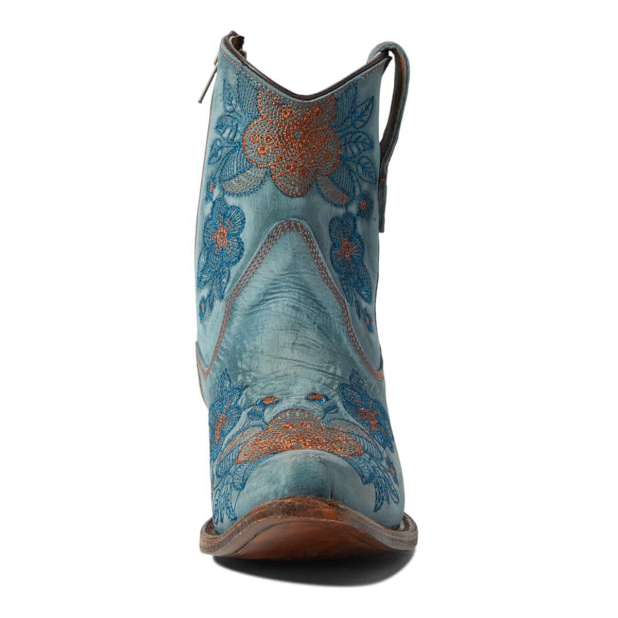 CORRAL LD BLUE JEAN FLOWERED EMBROIDERY ANKLE BOOT, Size: 8, Width: M (L5874-M-8