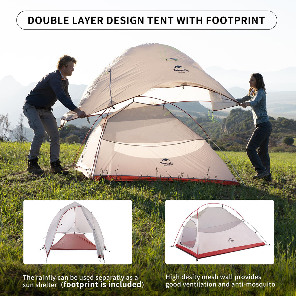 Naturehike Cloud-Up 2 Person Tent Lightweight Backpacking Tent with Footprint -, view 3