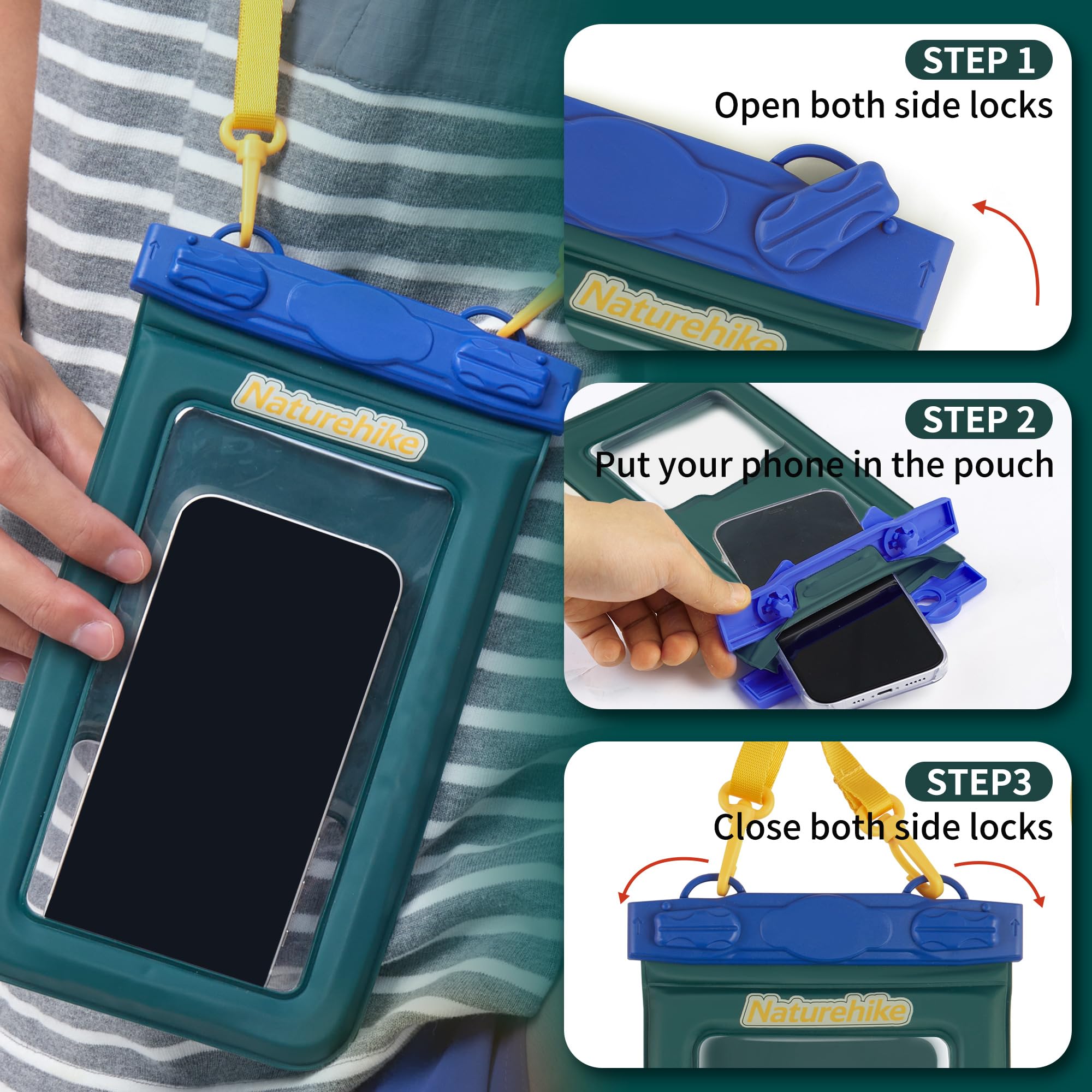 Naturehike IPX8 Floating Waterproof Phone Pouch, Waterproof Phone Case with Lany