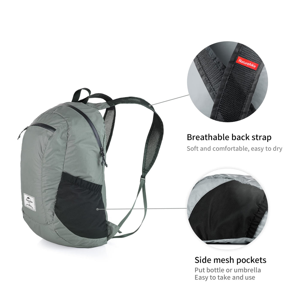 Naturehike 18L Hiking Daypack, Waterproof Travel Backpack, Lightweight Packable, view 7
