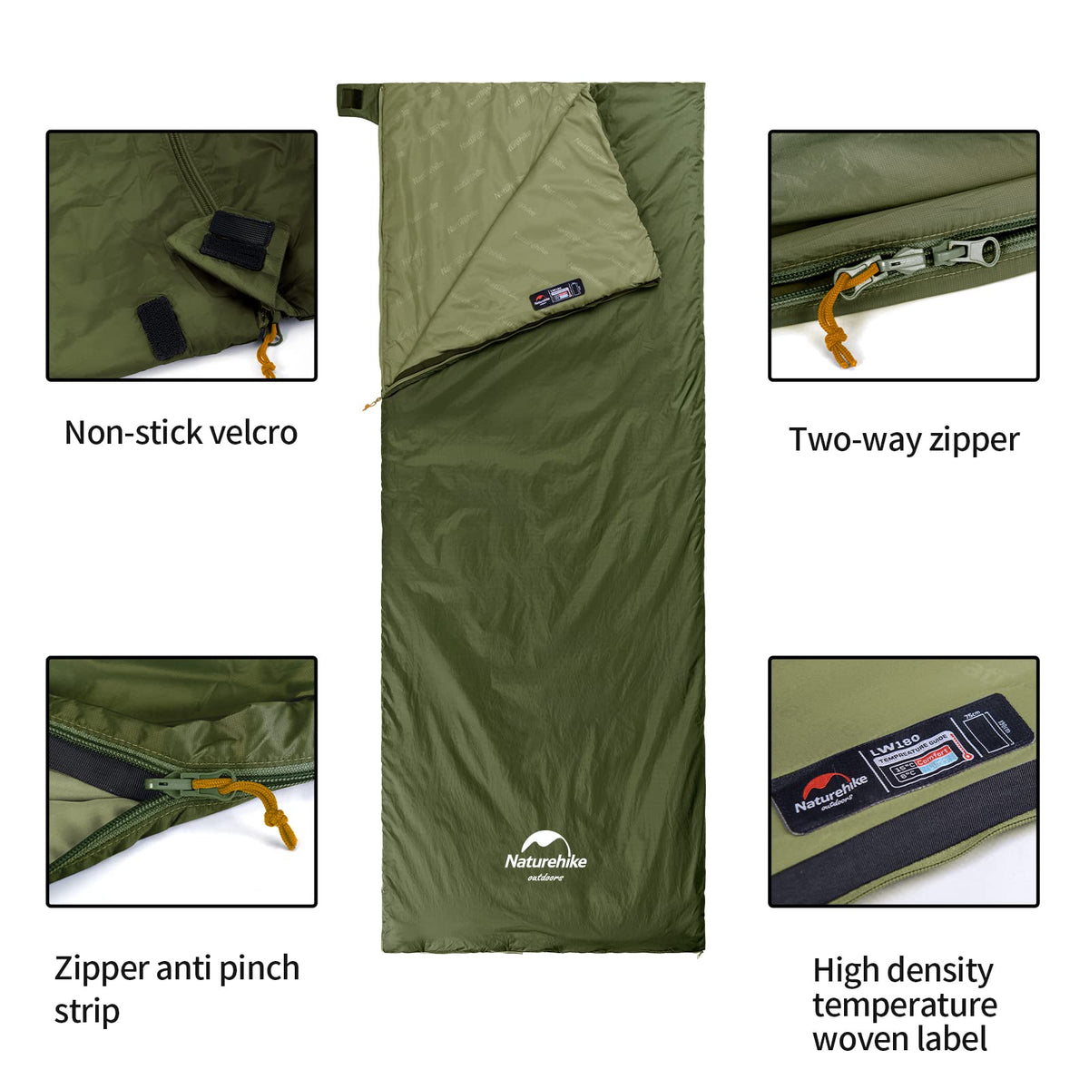 Naturehike Lightweight Sleeping Bag, Compact Ultralight Sleeping Bag, Envelope B
