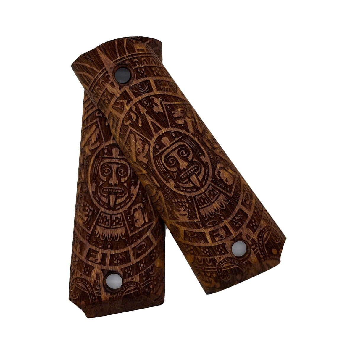 Zib Grips, Aztec Calendar Design 1911 Wooden Pistol Grips