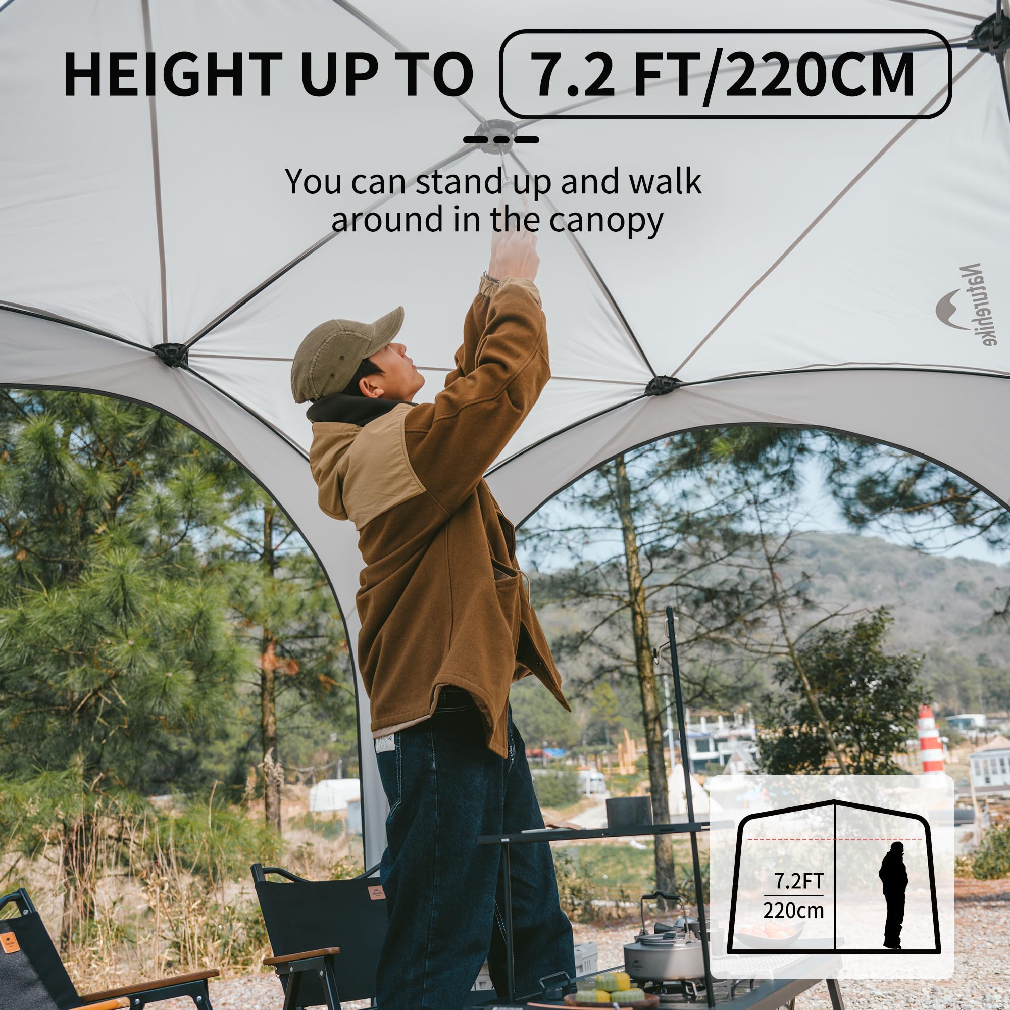 Naturehike Canopy Tent 10 x 10, 60S Easy Setup Instant Pop up Tent, Camping Sun
