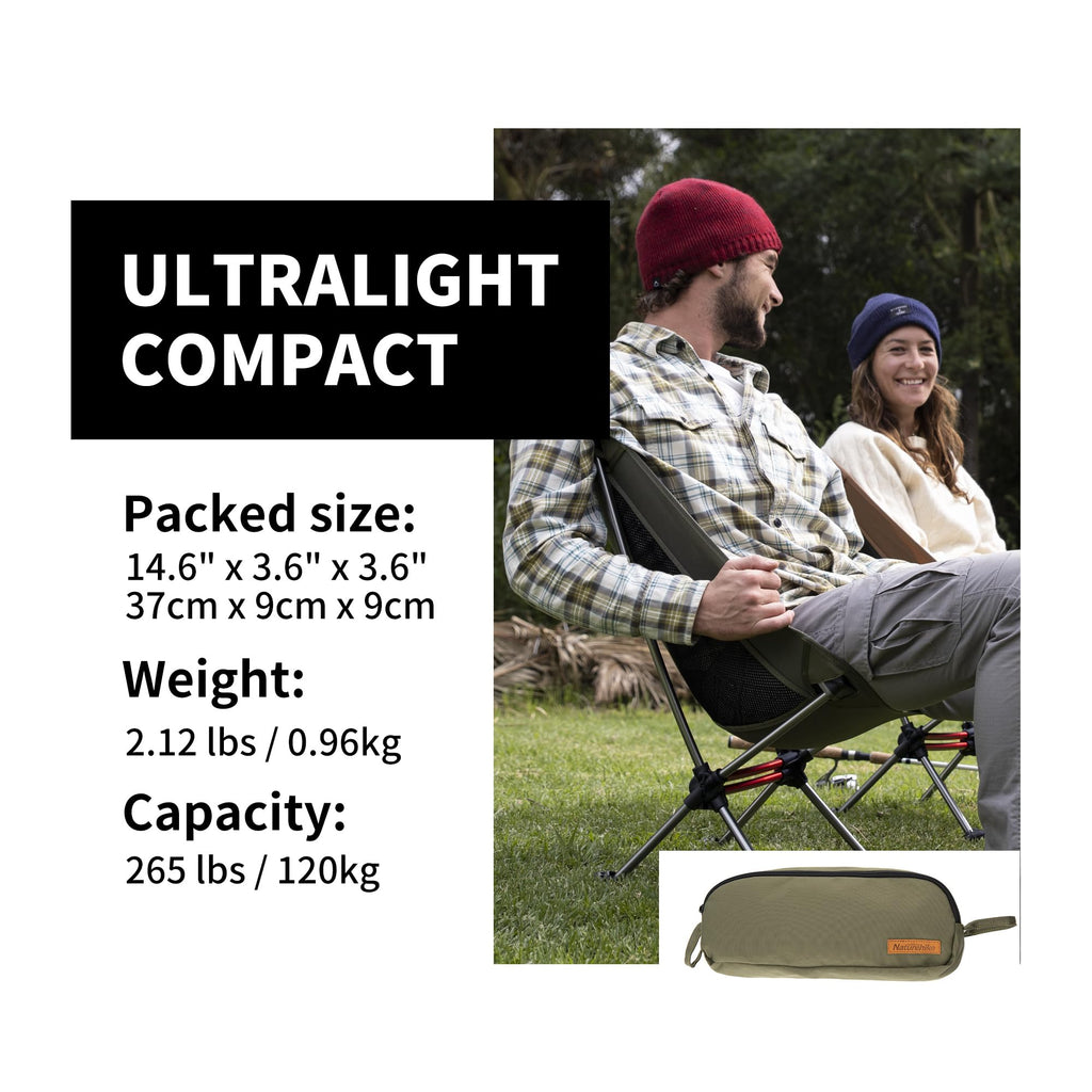 Naturehike YL08 Ultralight Camping Chair, 2.12 LBS Portable Backpacking Chair wi, view 2