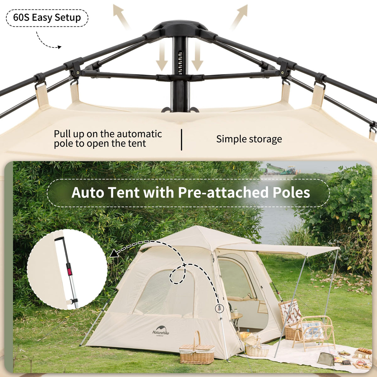 Naturehike Ango Pop Up Tent Automatic Tent Outdoor Portable Folding 3 Person Fam