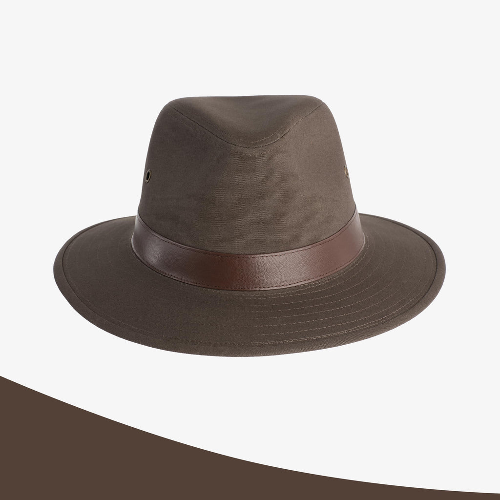 Henschel Men's Outback Crushable Cotton Canvas with Leather Band Hat, Olive, Lar, view 3