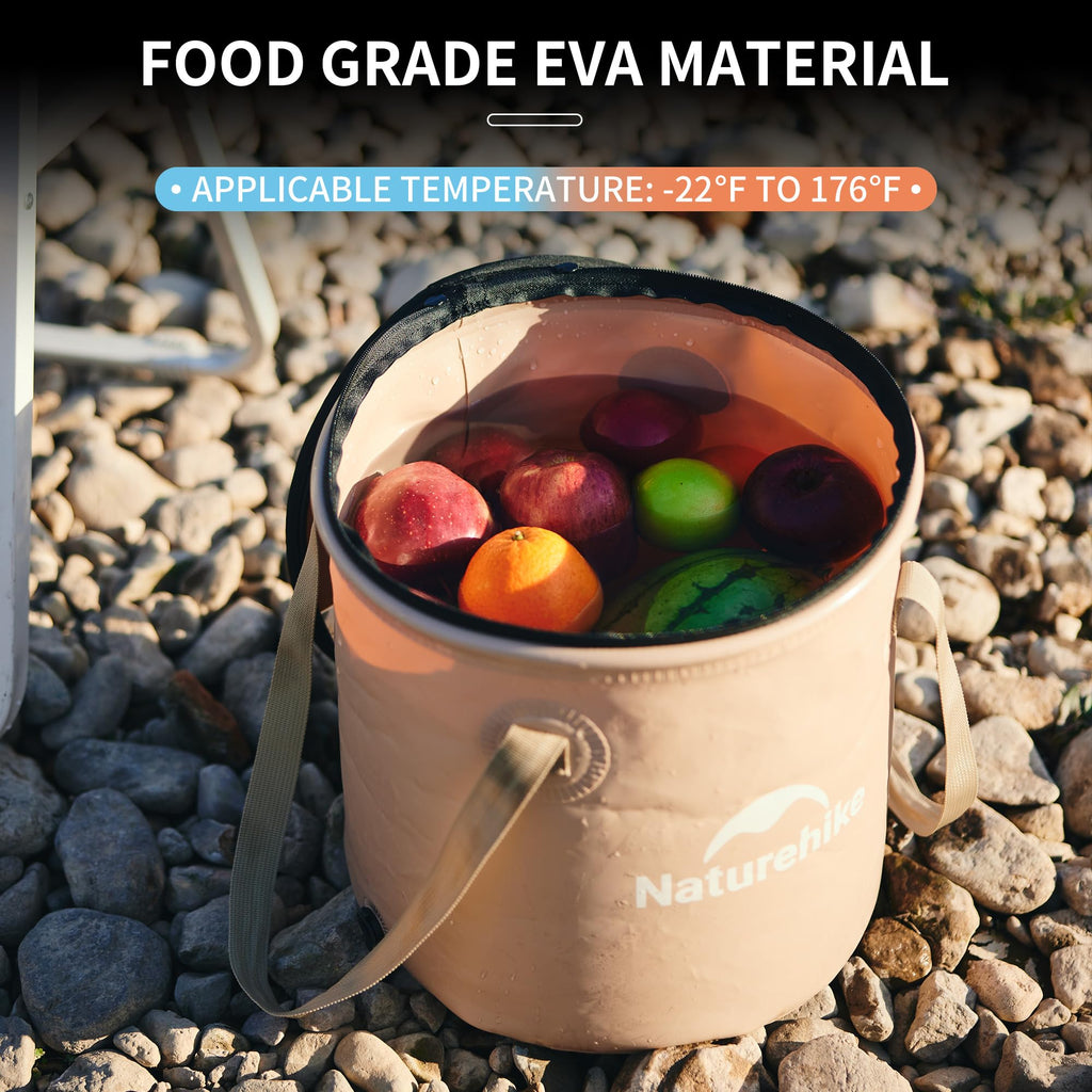 Naturehike 20L Multipurpose Collapsible Bucket, Folding Bucket Wash Basin with L, view 3