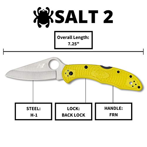 Spyderco Salt 2 Lightweight Knife with 3" H-1, view 5