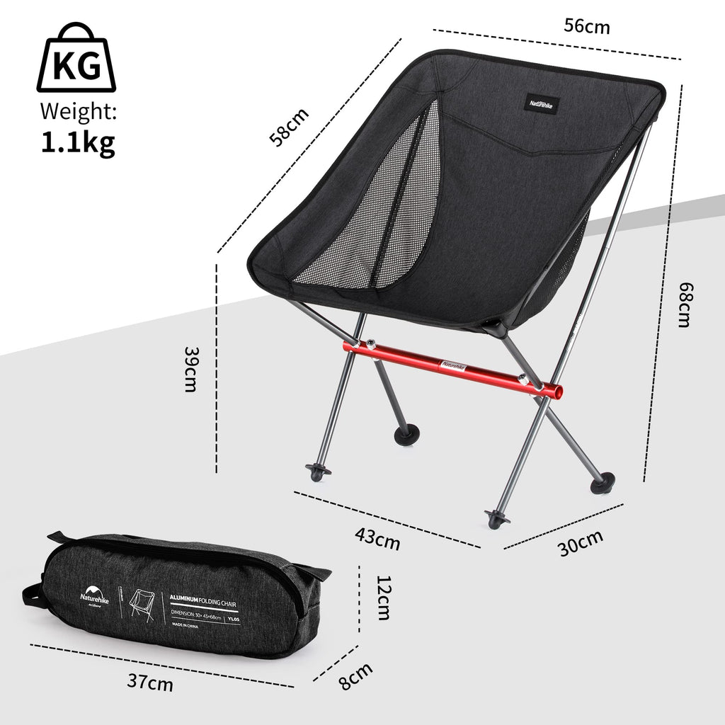 Naturehike YL05 Camping Chair, All Aluminum Frame Ultralight Camp Chair with Sto, view 9