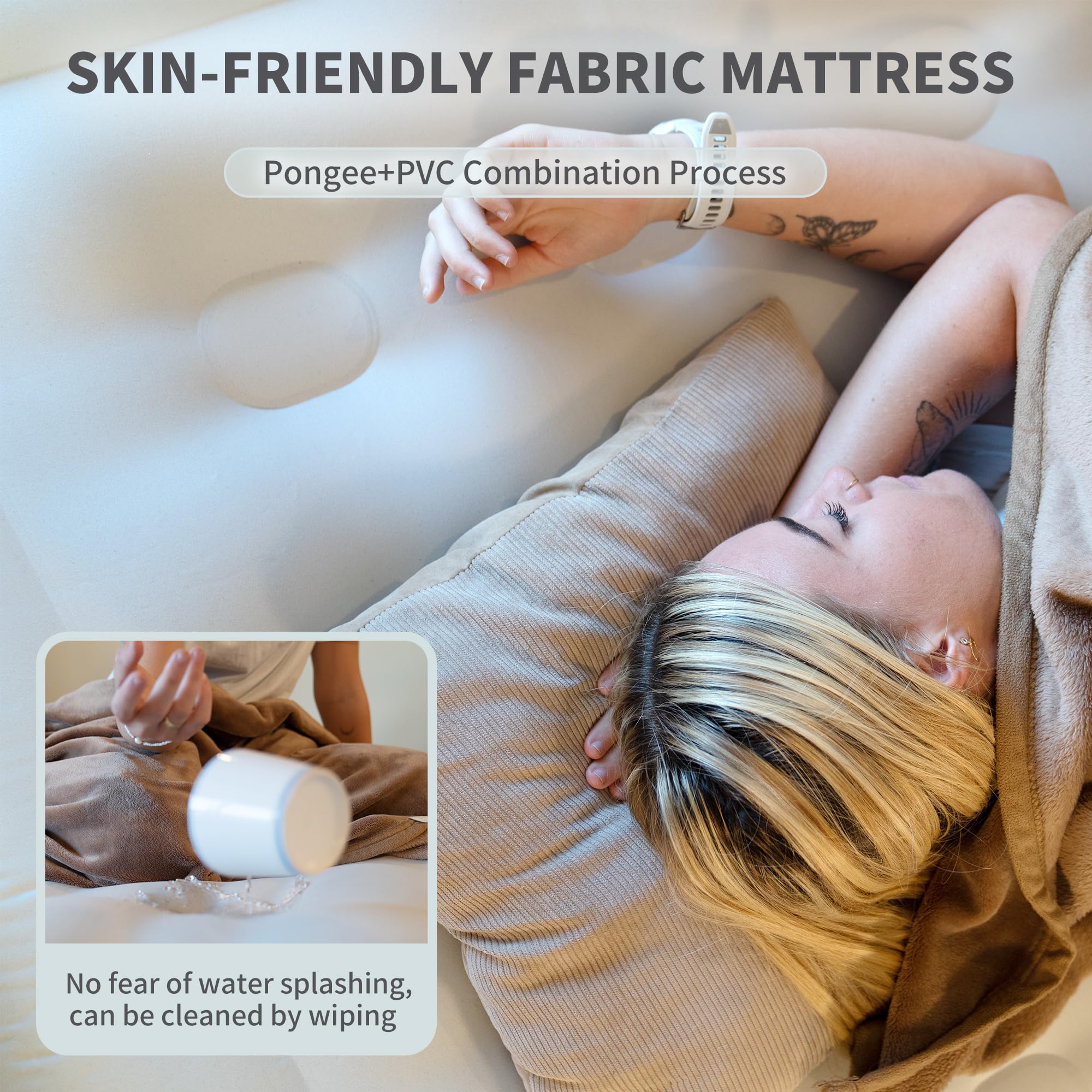 Naturehike Deluxe Fabric Air Mattress with Inflatable Self-Stop High-Speed Pump,