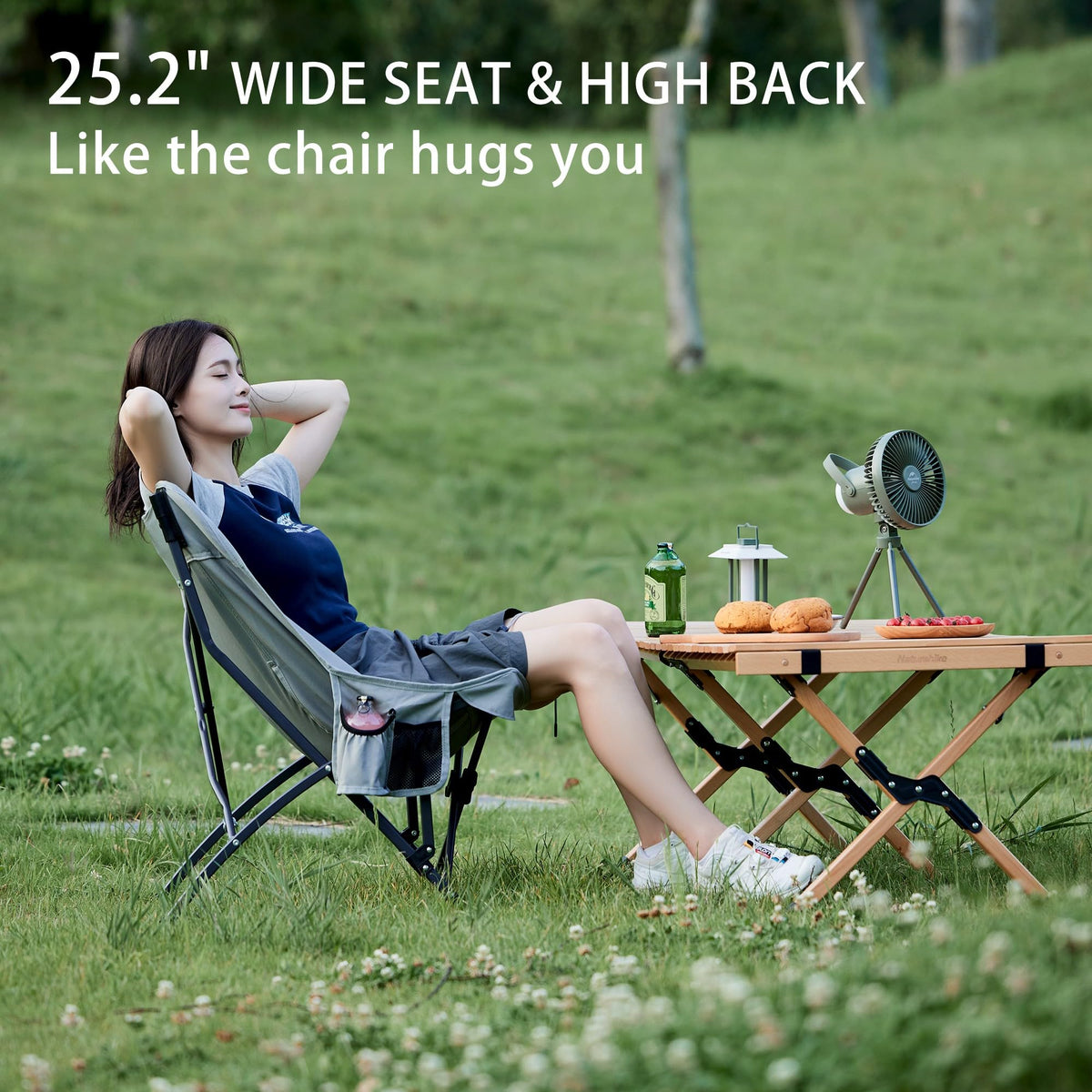 Naturehike Folding Camping Chair, 310lbs Capacity, Oversize Heavy Duty Lawn Chai