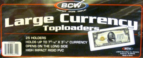 10 Top Load Currency Rigid Holders for Large Bills Including 10 Large Bill Sleev, view 3
