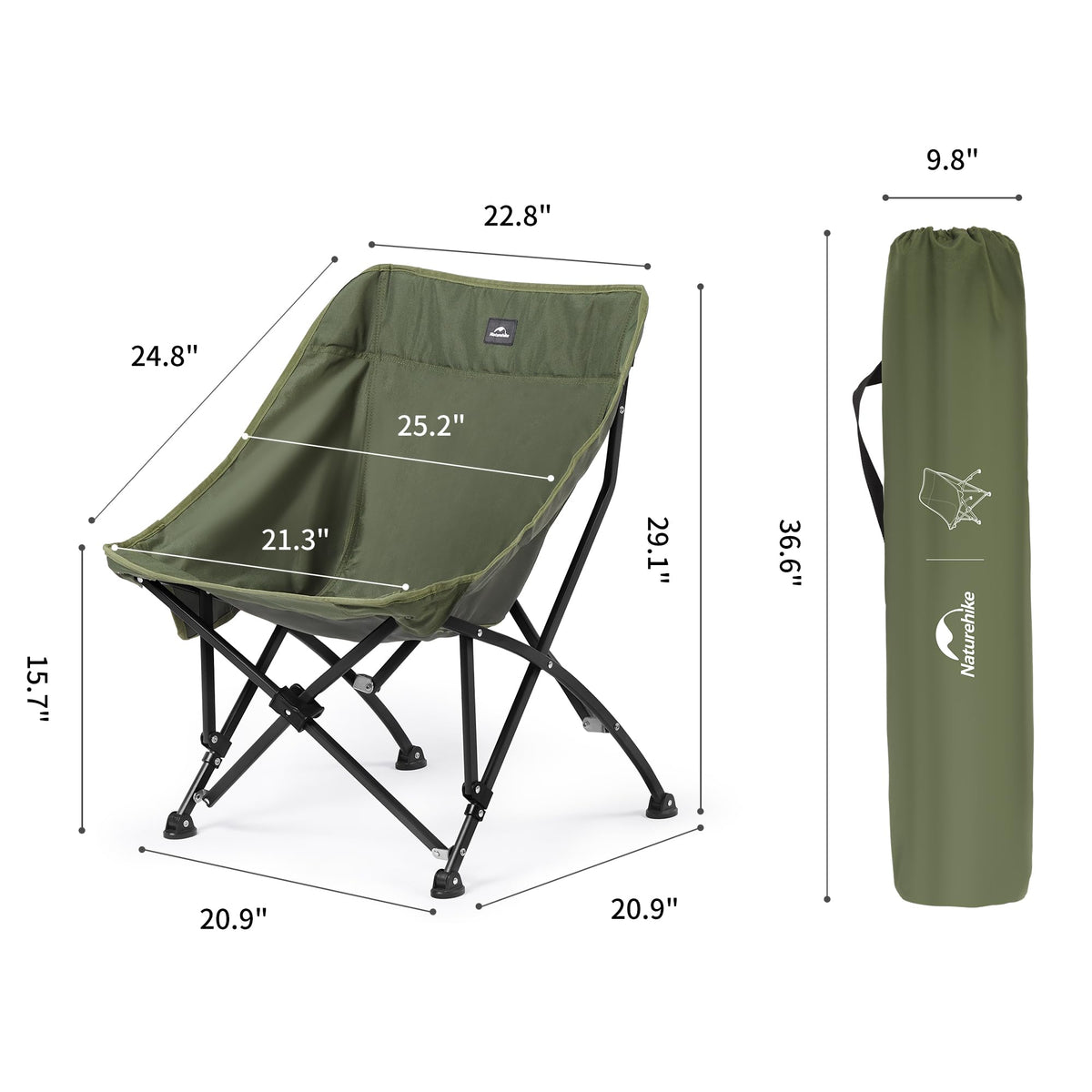 Naturehike Folding Camping Chair, 310lbs Capacity, Oversize Heavy Duty Lawn Chai