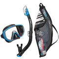 TUSA Sport Adult Serene Mask and Snorkel Combo, Black/Fishtail Blue,UC-1625PQB-F