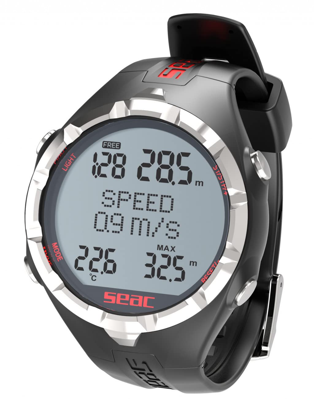 SEAC, Freedinving and Underwater Spearfishing Computer Unisex-Adult, Black/Red,