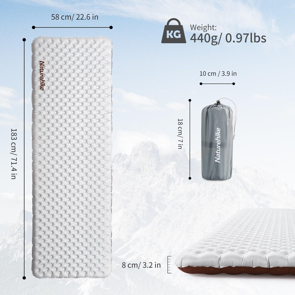 Naturehike 1LB Ultralight Insulated Sleeping Pad with R5.8, 3.2in Thickened Patc, view 2