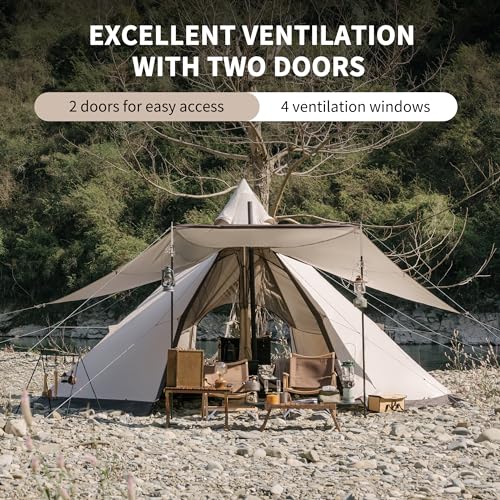 Naturehike Ranch Hot Tent with Stove Jack, Glamping Teepee Tent for 6-8 Person,