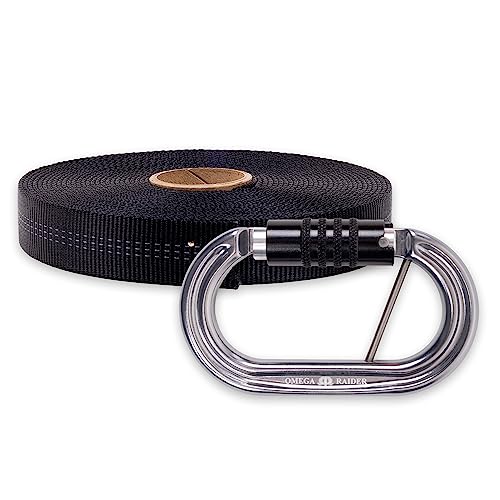 Rock-N-Rescue Heavyweight Nylon Tubular Webbing Black 25 ft Bundle w/Raider Quik