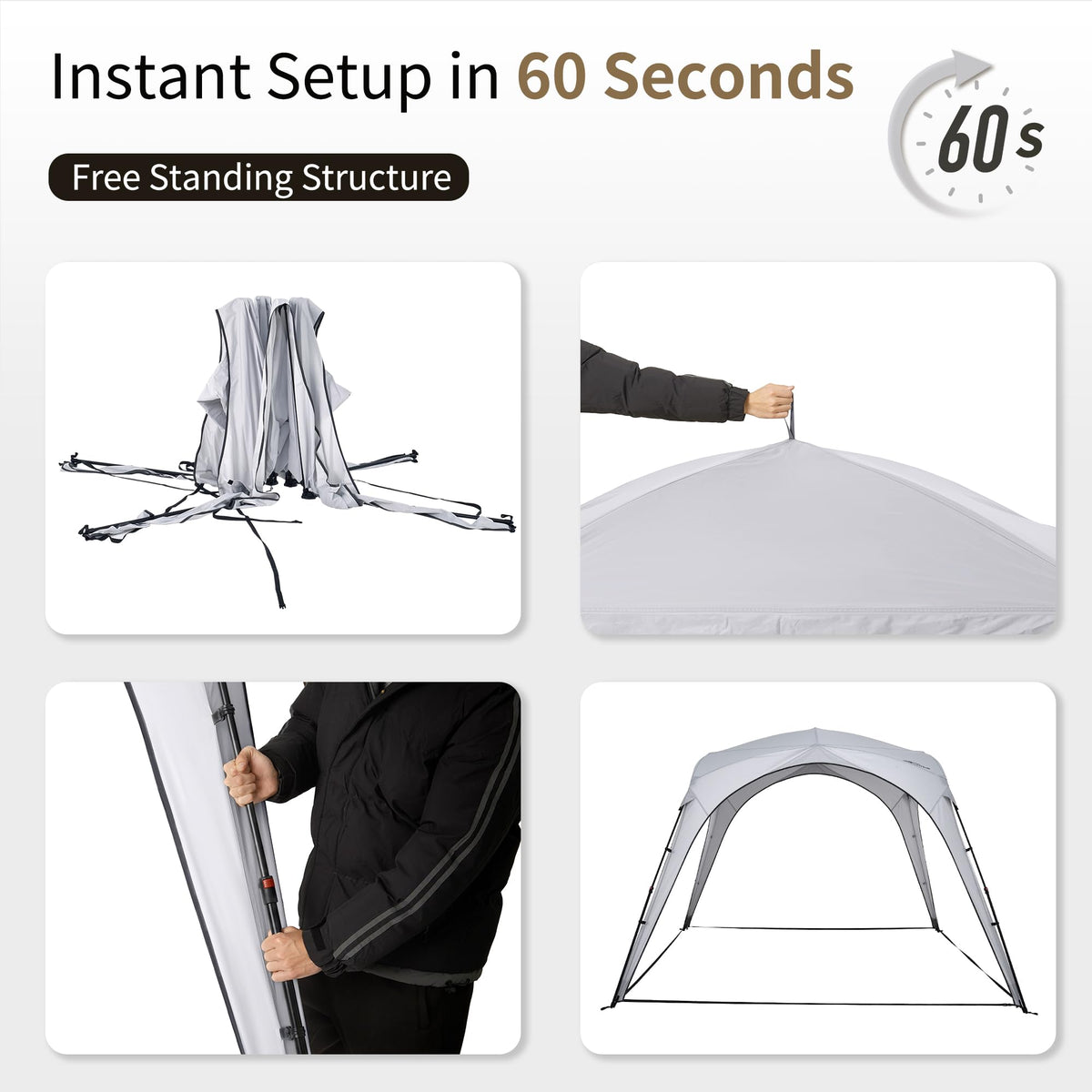 Naturehike Canopy Tent 10 x 10, 60S Easy Setup Instant Pop up Tent, Camping Sun