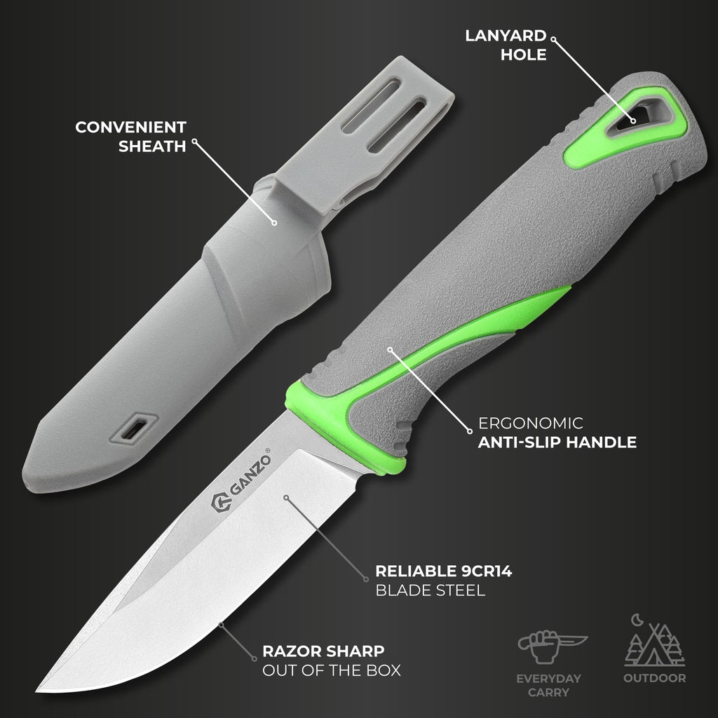 Ganzo G807-GY Fixed Blade Knife Razor Sharp 9CR14 Stainless, view 2