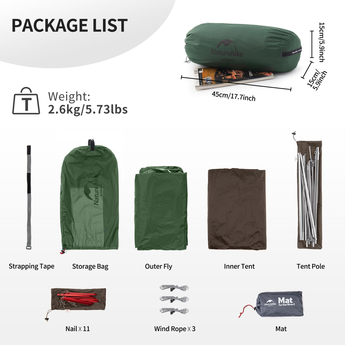 Naturehike Star River 2 Person Backpacking Tent, Waterproof Lightweight 2 Person