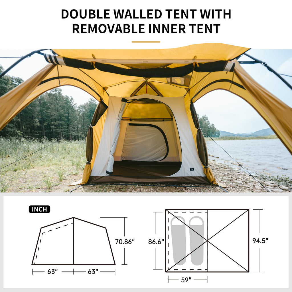 Naturehike Massif Hot Tent with Stove Jack, 4 Season Tent for 2-4 Person, UPF50+, view 2