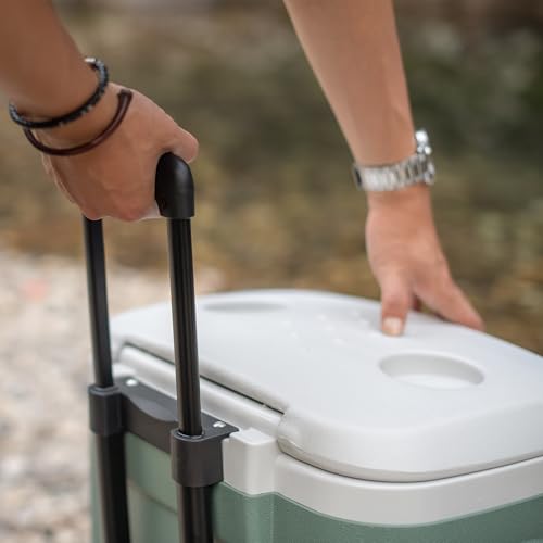 Naturehike 40QT Wheeled Hard Cooler, Insulated Food Safety Ice Chest Box with Te