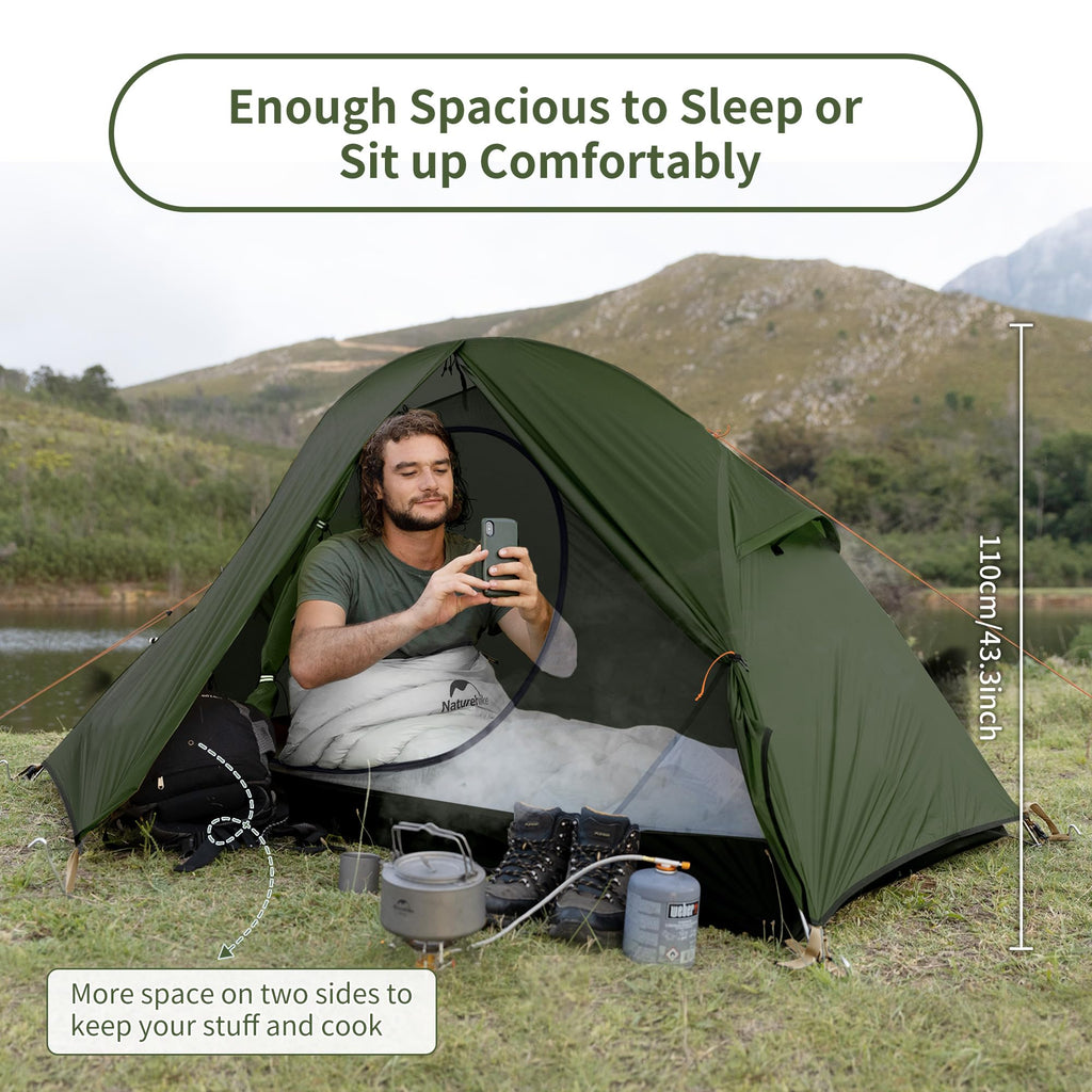 Naturehike Bikepacking 1 Person Tent, Waterproof Easy Set up Free Standing Singl, view 3