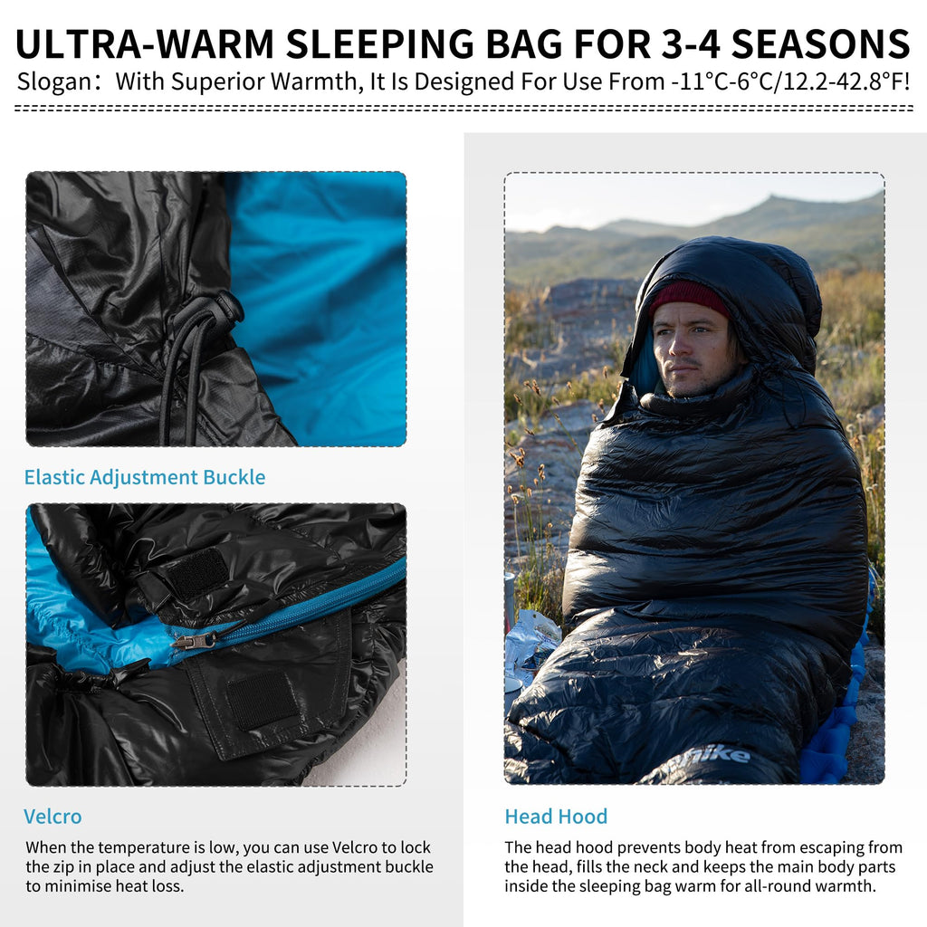 Naturehike Ultralight Duck Down Cold Weather Sleeping Bag, 750FP Compact Sleepin, view 4