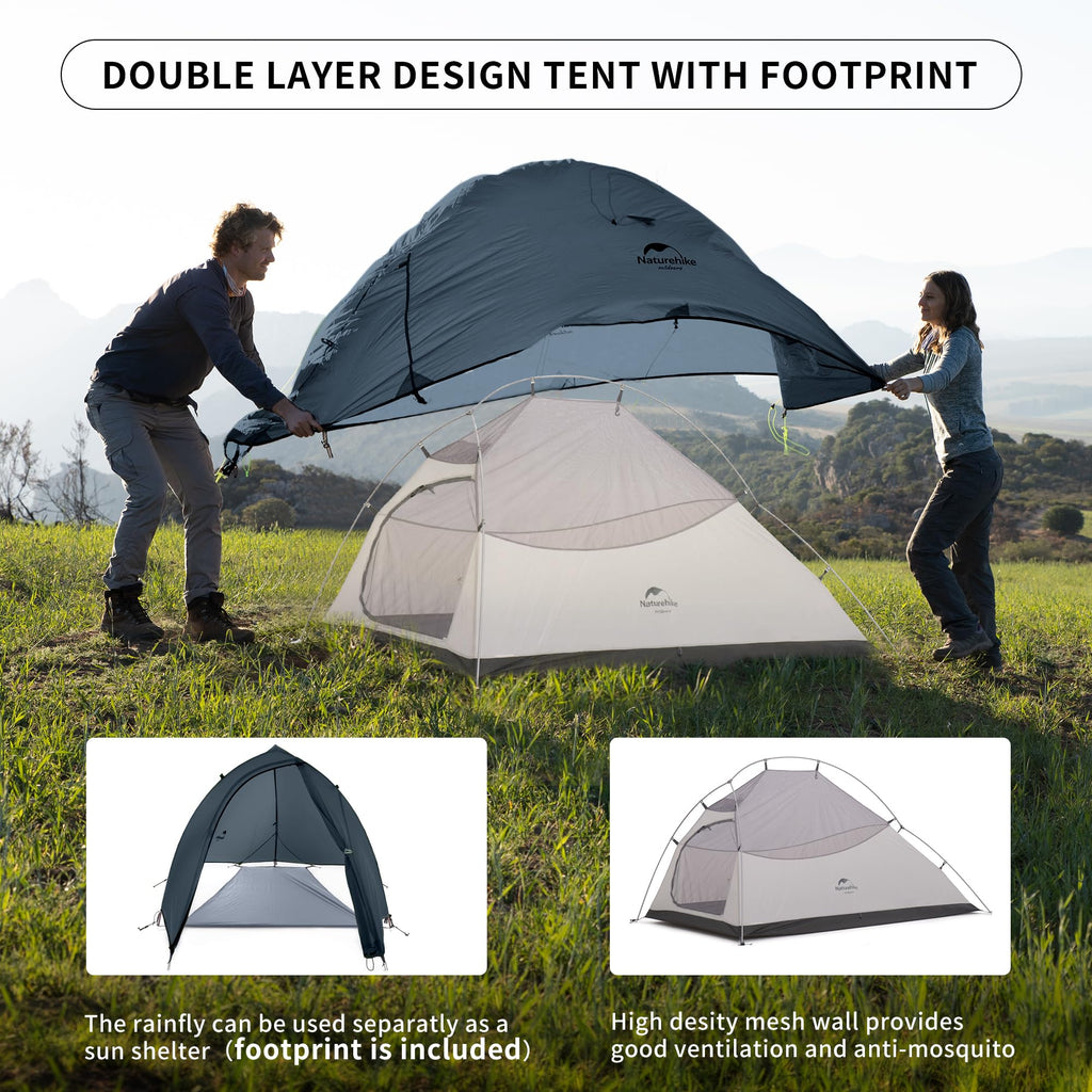 Naturehike Cloud-Up 2 Person Tent Lightweight Backpacking Tent with Footprint -, view 4