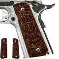 Zib Grips, Aztec Calendar Design 1911 Wooden Pistol Grips