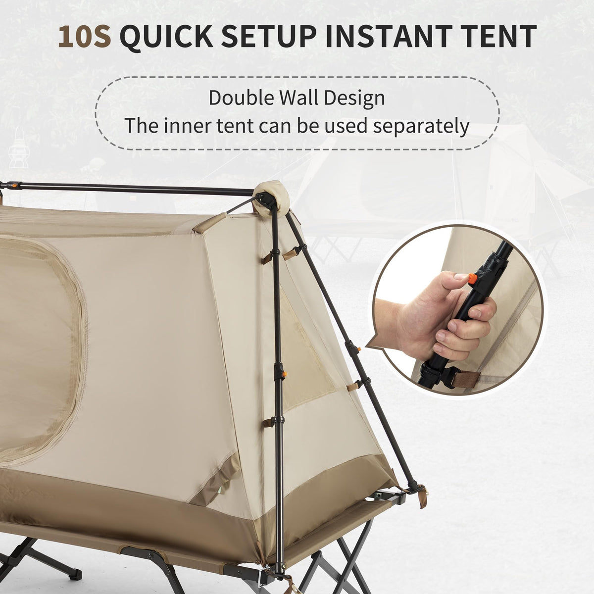 Naturehike Cot Tent for Camping,Easy Setup Pop up Tents for Camping, 1 Person 3