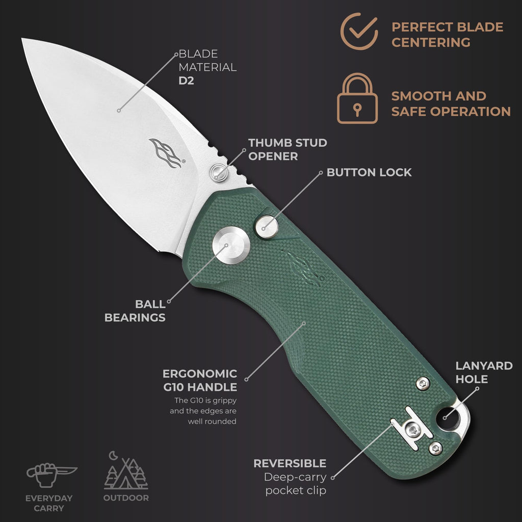 Firebird GANZO FH925-GB Small Pocket Folding Knife Button Lock D2, view 3