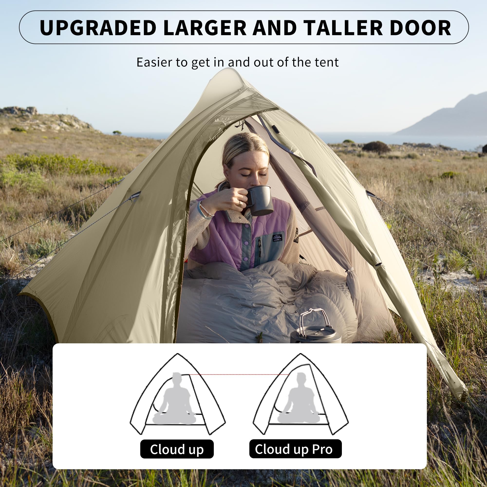Naturehike Cloud up Pro 2 Person Tent, Double Layer Waterproof Two Person Tent,U