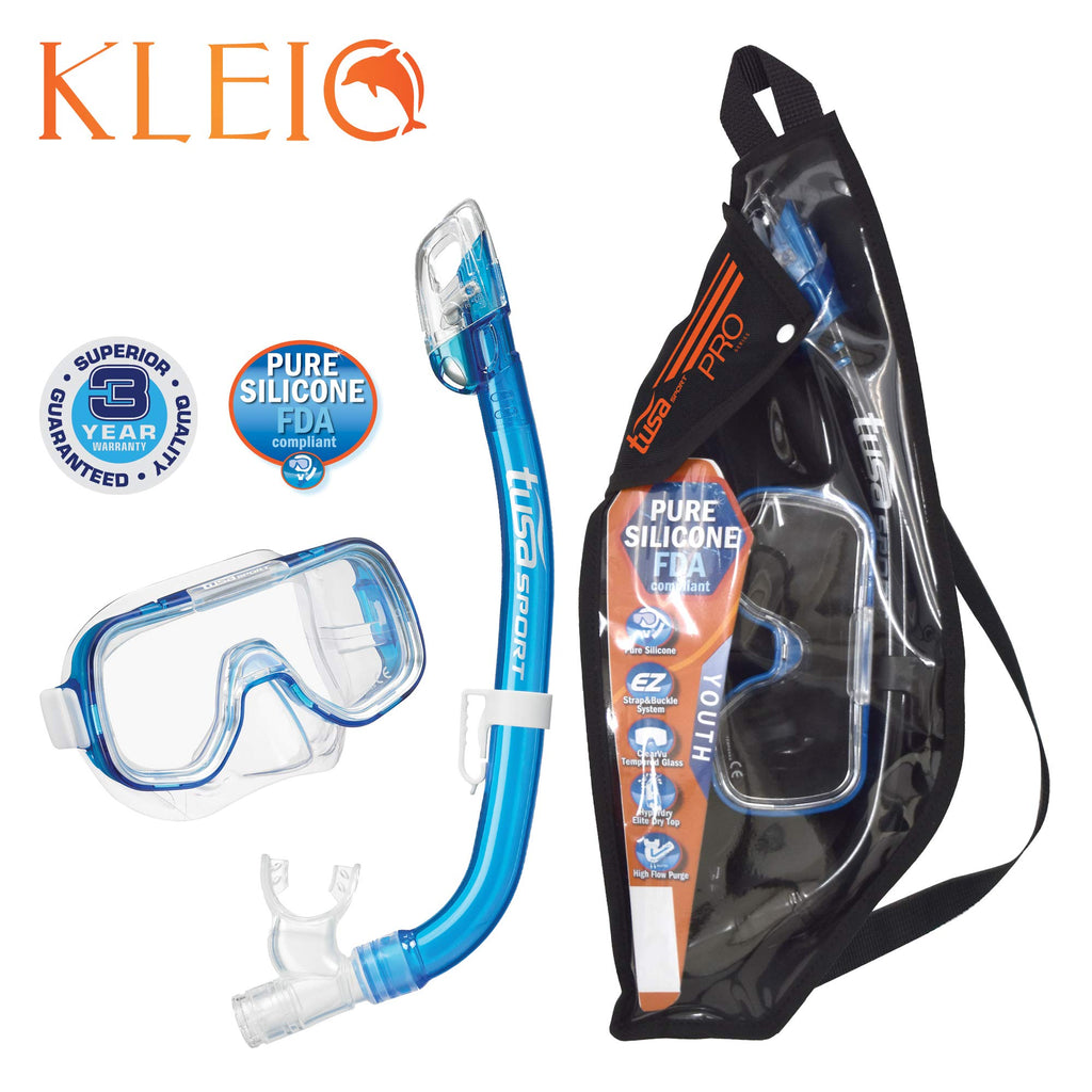 TUSA Sport Youth Mini-Kleio Mask and Dry Snorkel Combo Set, Clear Blue, UC-2022P, view 2