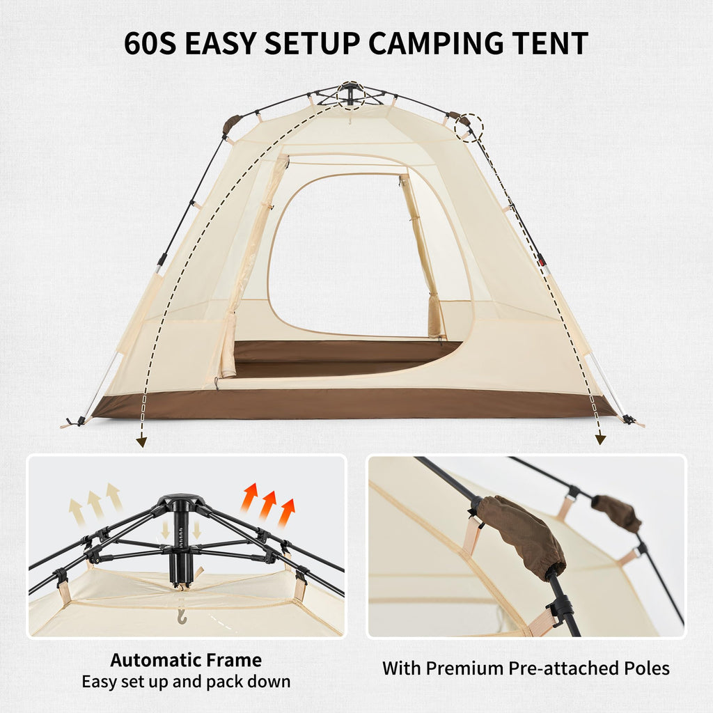 Naturehike Ango 3 Person 4 Person Pop Up Tent, Waterproof UPF 50+ Easy Set up Au, view 2