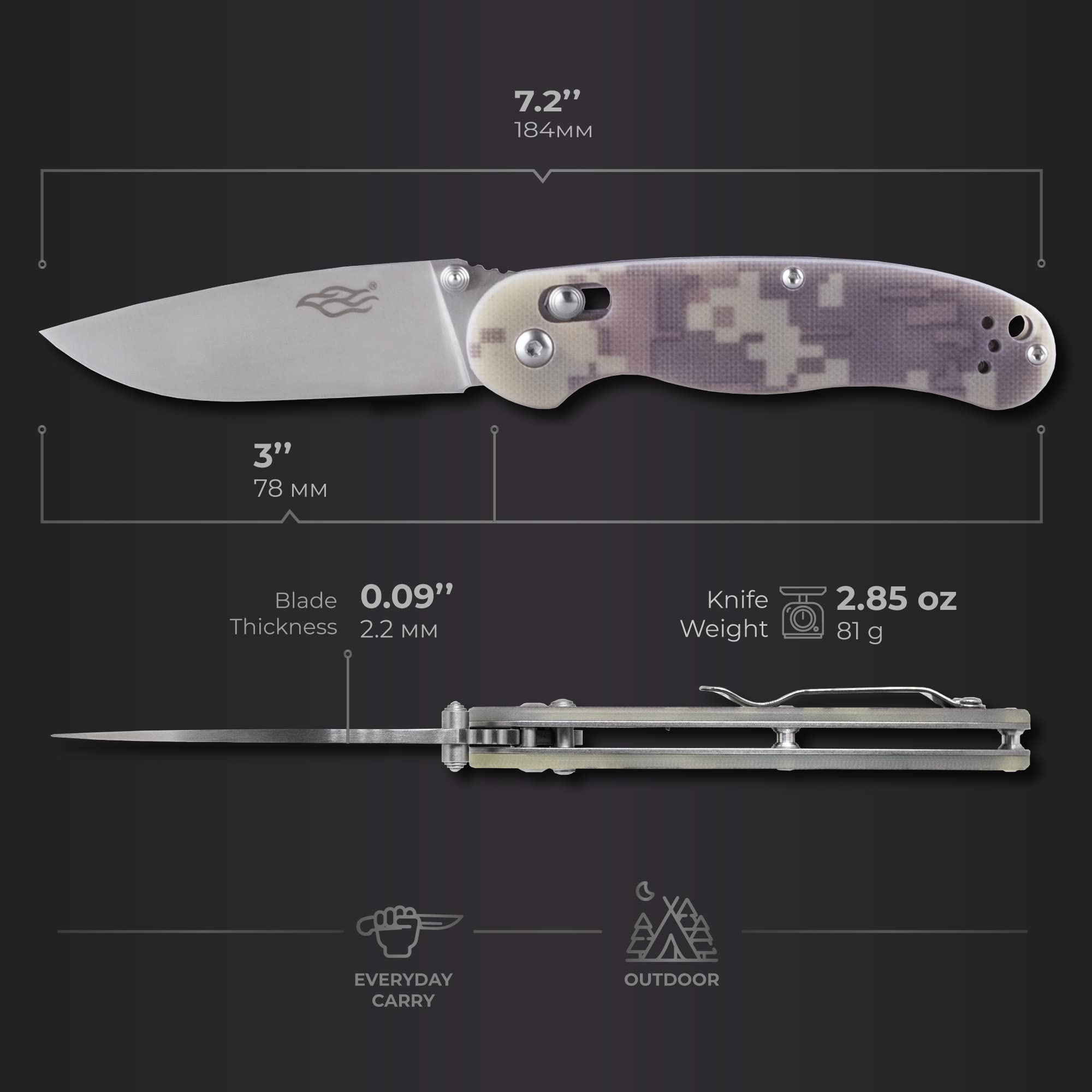 Firebird GANZO Folding Pocket Knife FB727S-CA G10 Handle