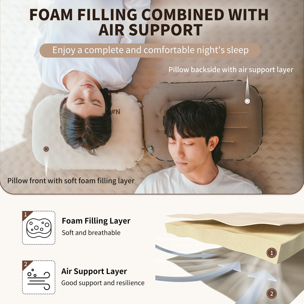 Naturehike 5.7oz Ultralight Inflatable Foam Bed Pillow, Adjustable Firmness Ergo, view 2