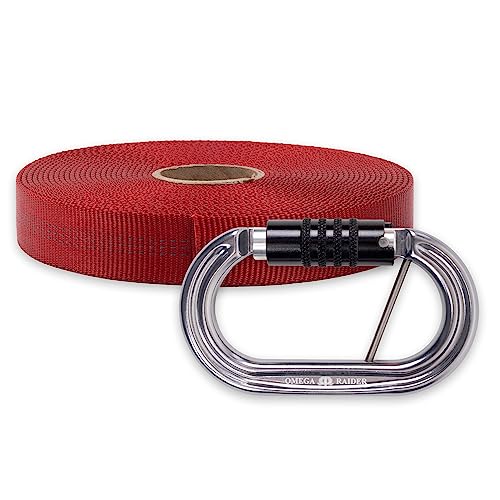 Rock-N-Rescue Heavyweight Nylon Tubular Webbing Red 25 ft Bundle w/Raider Quik-L