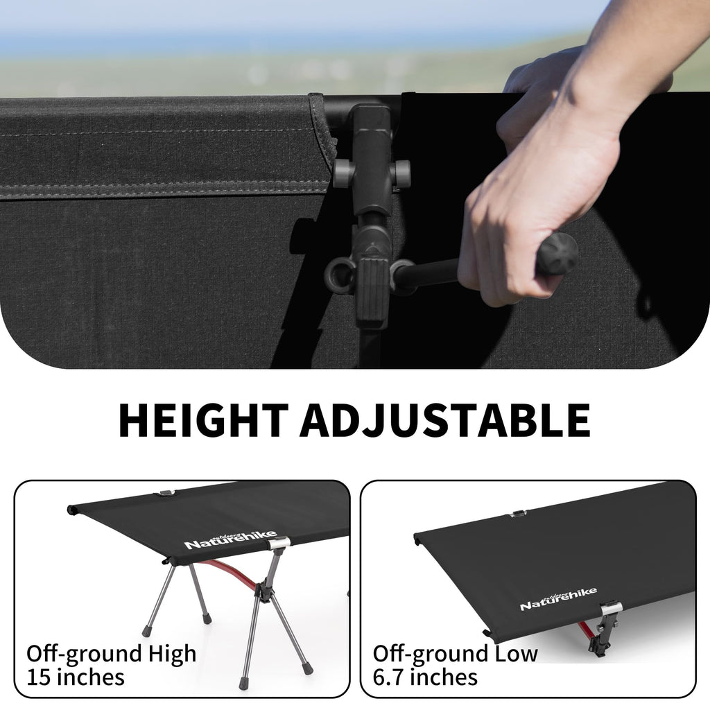 Naturehike ArmyWild Folding Camping Cot, Height Adjustable Ultralight Backpackin, view 3