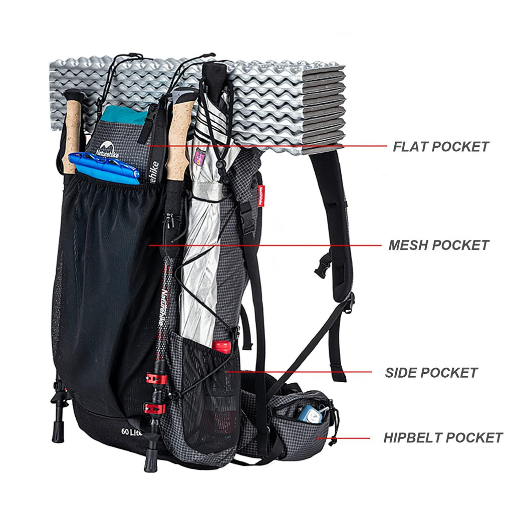 Naturehike Hiking Camping Backpack 45L/65L Lightweight Internal Frame with Rain, view 3