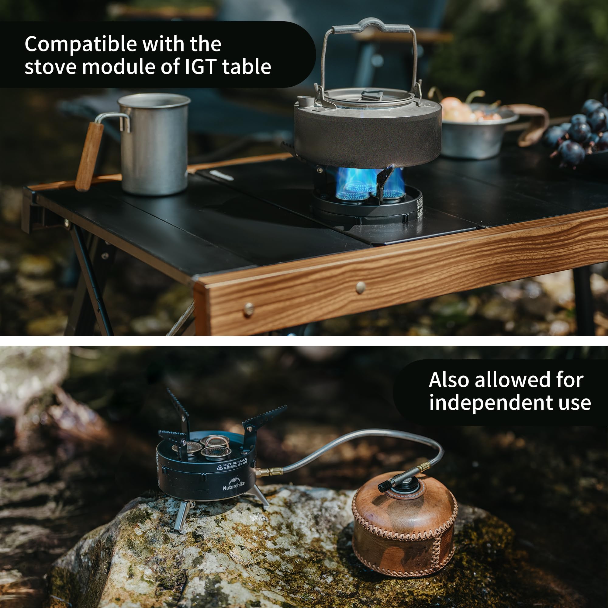 Naturehike Camping Gas Stove for IGT Table, Portable Isobutane Stove with Storag