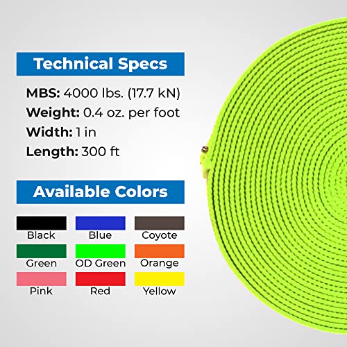 Rock-N-Rescue Heavyweight Nylon Tubular Webbing Neon Yellow 50 ft Bundle w/Elite