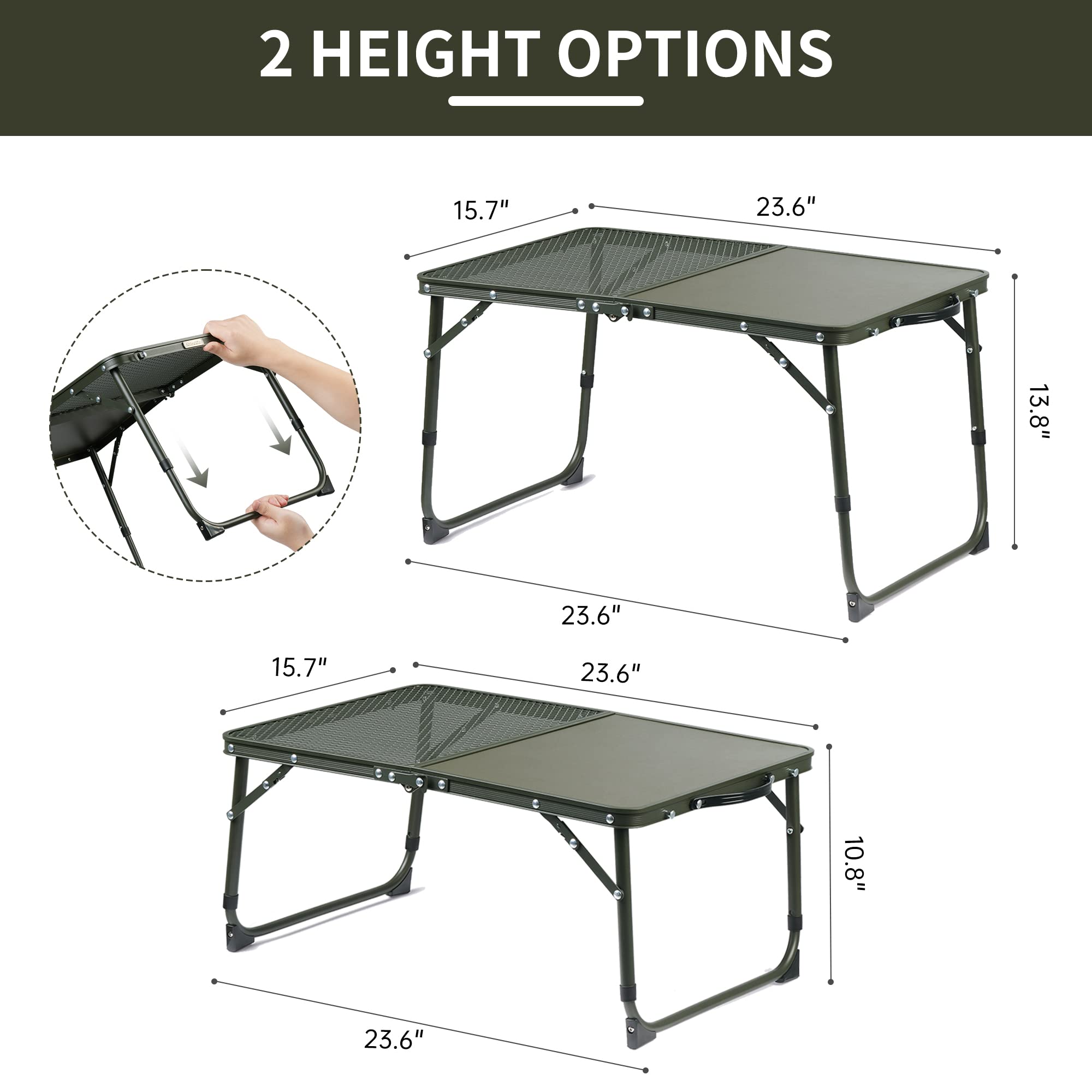 Naturehike Folding Camping Table with Mesh Desktop, Adjustable Aluminum Portable