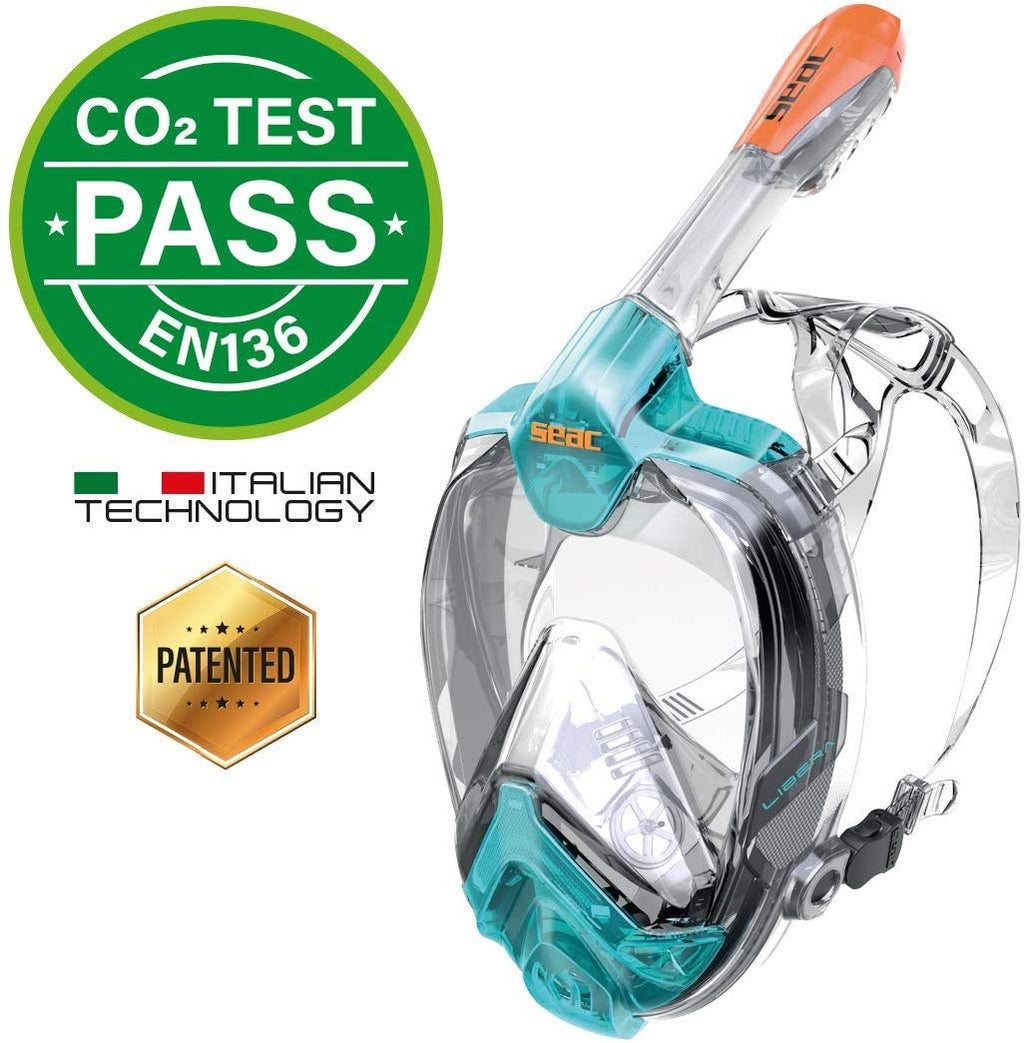 SEAC Libera Full Face Mask with Bio Gel Antifog, Aquamarine/Orange - S/M (P-1700, view 2